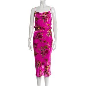 Rat & Boa Long Dress Size Small 100% Silk Pink Floral Sleeveless Square Neckline